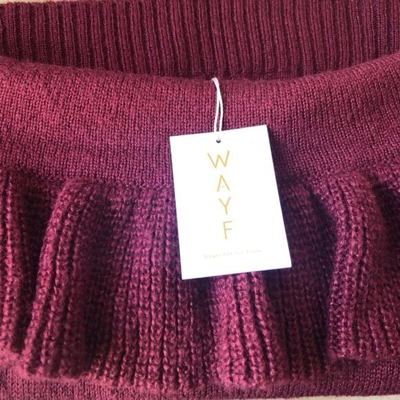WAYF Ruffled Cable Knit Off-Shoulder Sweater Size XS NWT - Picture 7 of 8